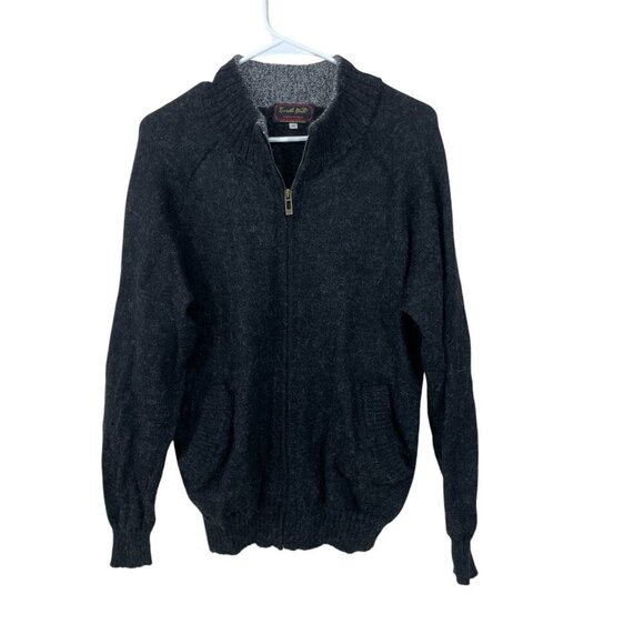 Invisible World Men's Size M Alpaca Zip-Front Mock Neck Cardigan Sweater Gray - Picture 3 of 5